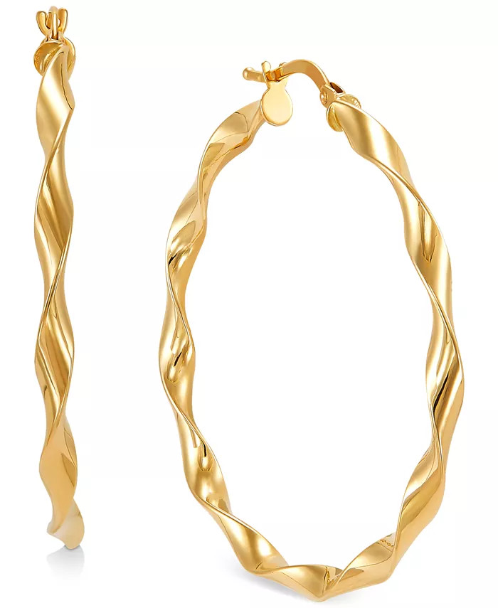 Twisted Round Hoop Earrings in 10k Gold, 40mm | Macys (US)