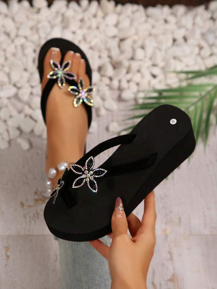 New Women's Fashion Cool Thong Sandals With Platform Chunky Heels | SHEIN