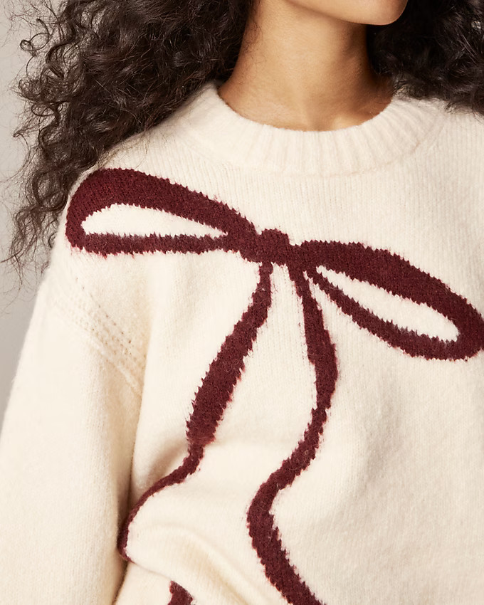 top rated4.7Summary of 72 reviewsRelaxed crewneck pullover in bow print$132.99$148.00 (10% Off)Ex... | J. Crew US