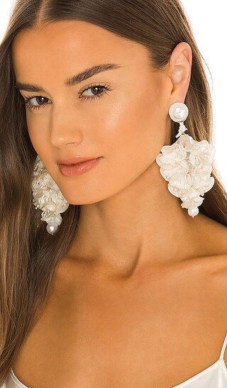 X Ranjana Khan Pearl & Silk Flower Earrings in White | Revolve Clothing (Global)