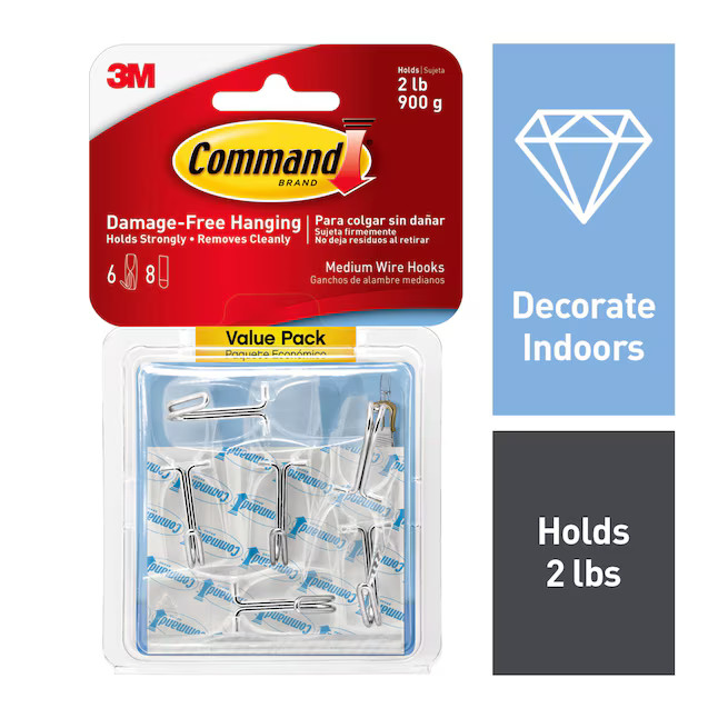 Command Medium 6 -Pack Clear Adhesive Storage/Utility hook ( 2-lb Capacity) | Lowe's