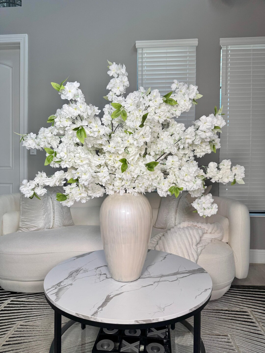 Sienna White Cream Silk Cherry Blossom Flower Set of 3 Branches Pack 40'' Inches - Etsy | Etsy (US)