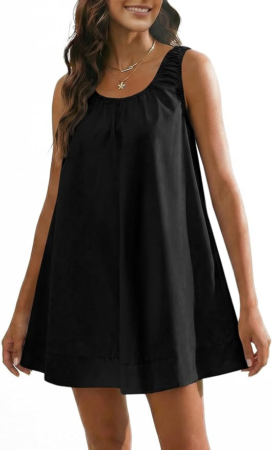 Wenrine Womens Oversized Babydoll Tank Mini Dress Casual Summer Sleeveless Scoop Neck Loose Beach... | Amazon (US)