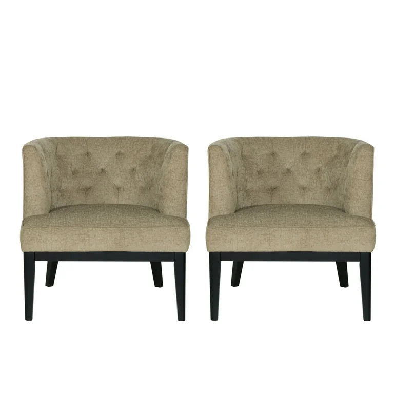 Noble House Suncook Fabric Tufted Accent Chairs, Set of 2, Dark Beige and Dark Brown - Walmart.co... | Walmart (US)