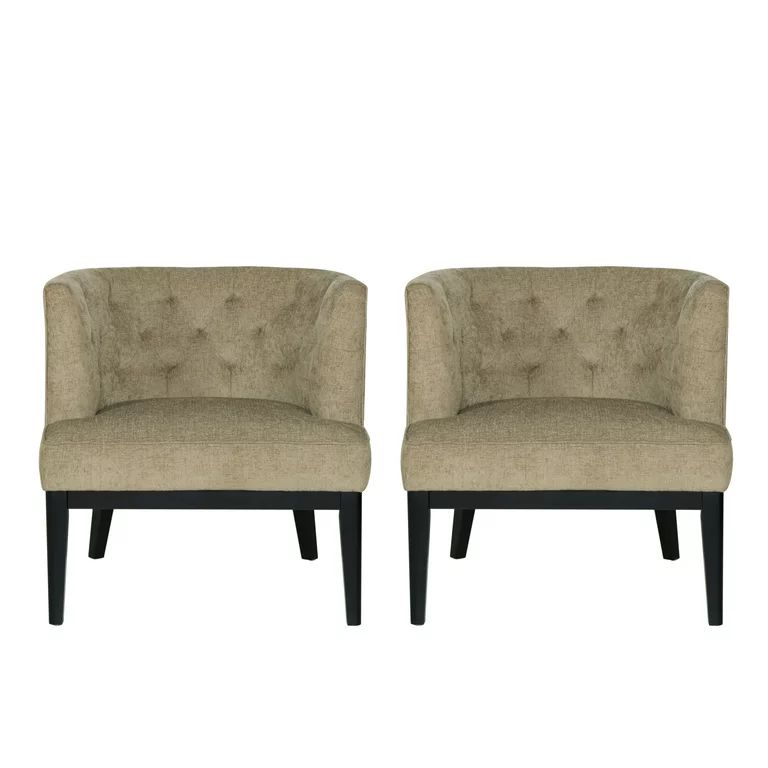 Noble House Suncook Fabric Tufted Accent Chairs, Set of 2, Dark Beige and Dark Brown - Walmart.co... | Walmart (US)
