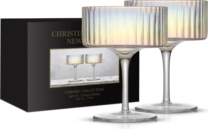 Christian Siriano Set of 2 Stunning Chroma Iridescent Champagne Flute Glasses | Nordstrom Rack