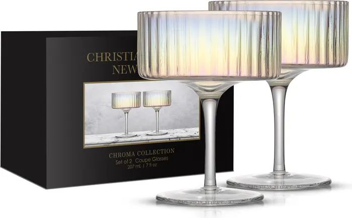 Christian Siriano Set of 2 Stunning Chroma Iridescent Champagne Flute Glasses | Nordstrom Rack