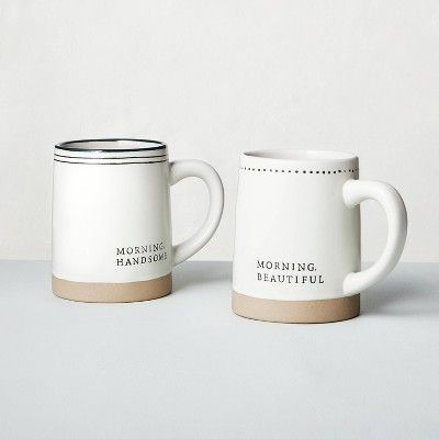 2pk 'Morning Handsome' + 'Morning Beautiful' Stoneware Mug Set - Hearth & Hand™ with Magnolia | Target