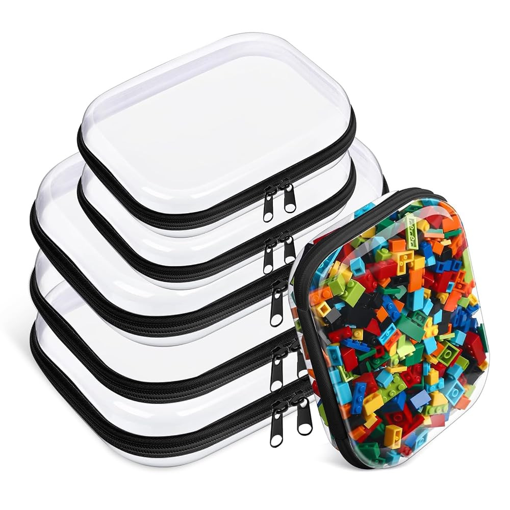 6 Pcs Clear Hard Zipper Case Hard-Sided Premium Storage Case Plastic Clear Hard Shell Zipper Pouc... | Amazon (US)