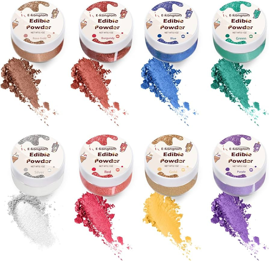 Luster Dust Set 8 Colors: E-Kongton Edible Glitter for Drinks, Cakes Decorating, Strawberries, Fo... | Amazon (CA)