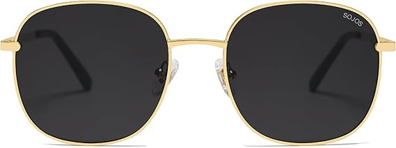SOJOS Classic Trendy Square Sunglasses for Women Men Cute Big Frame Gold Shades SJ1137 | Amazon (US)