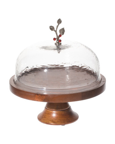 Holly Berry Wooden Cake Dome | TJ Maxx