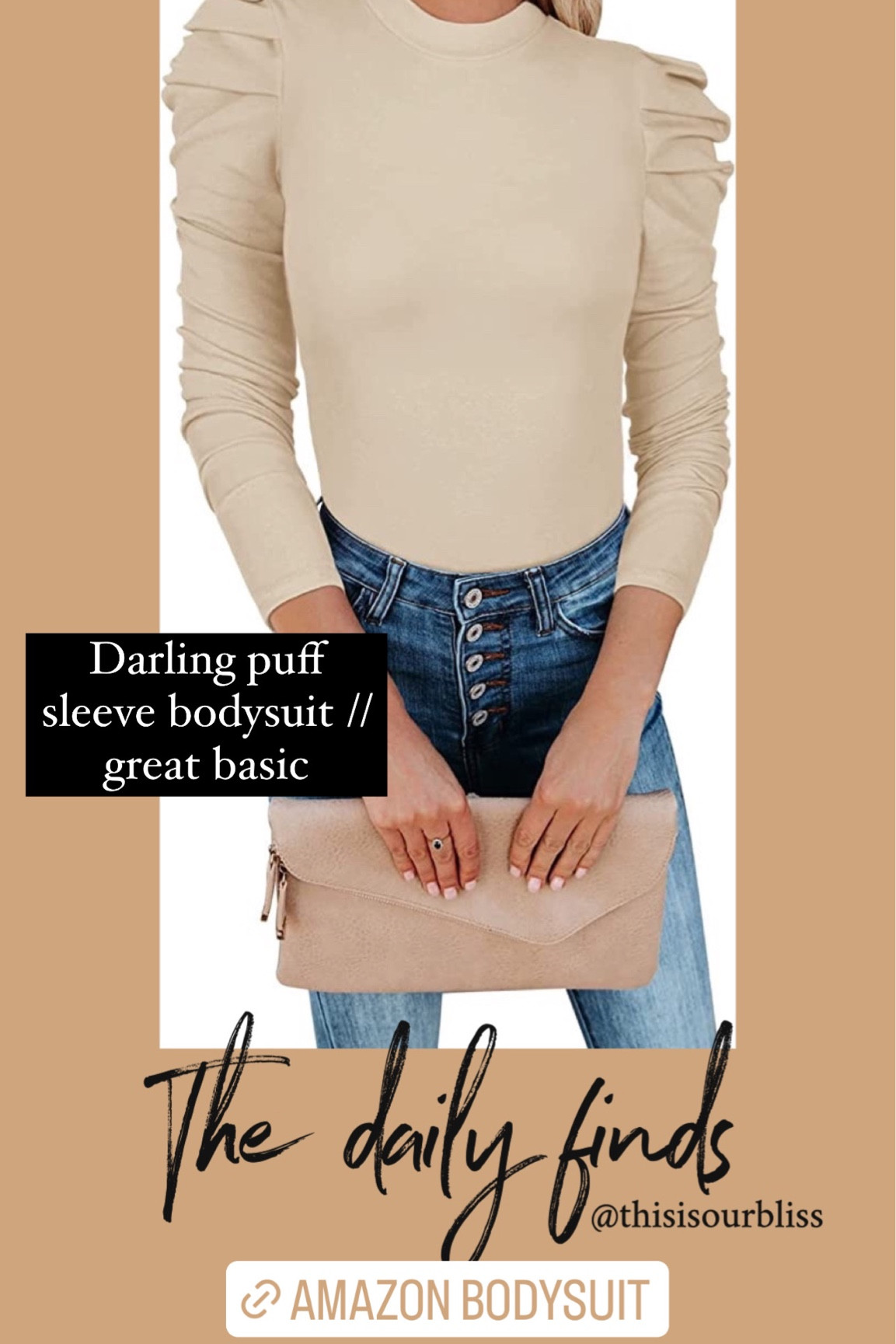 Amazon bodysuit // love this as a casual basic 🤎🤎🤎 // puff sleeve bodysuit - nude bodysuit 

#LTKunder100 #LTKunder50 #LTKstyletip