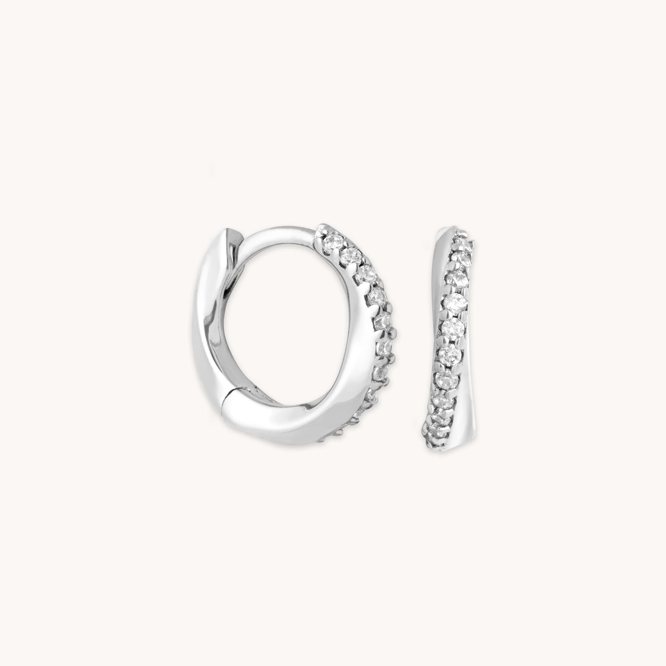 Orbit Crystal Huggies in Silver | Astrid and Miyu