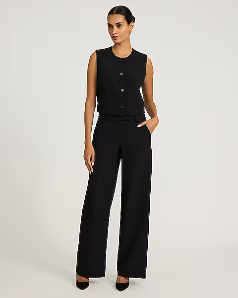 Editor Studio Stretch Twill Mid Rise Wide Leg Pant | Express