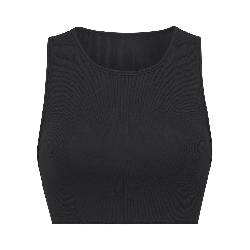 COTTON RIB SUPER CROP TANK | SOOT | SKIMS (US)