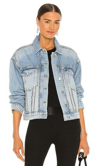 Pearl Studded Denim Jacket in Vintage Indigo | Revolve Clothing (Global)