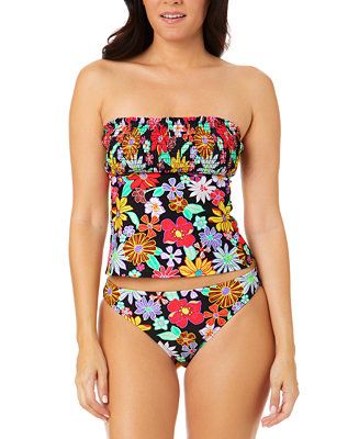 Salt + Cove Juniors' Floral-Print Smocked  Tankini Top & Bottoms & Reviews - Swimsuits & Cover-Up... | Macys (US)