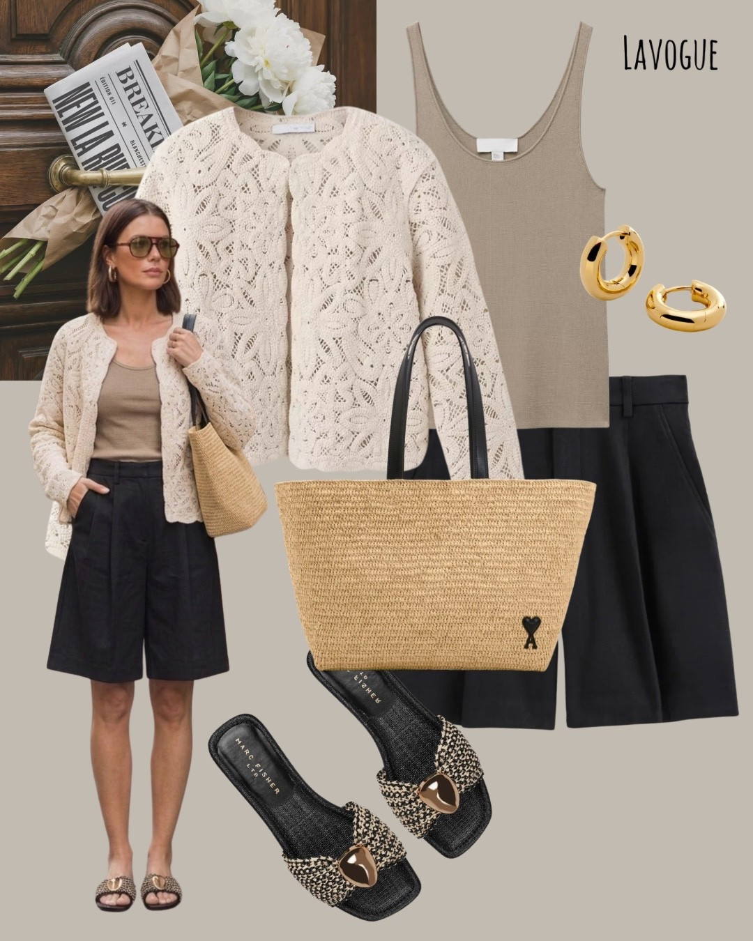 ✨ A knitted lace-detail jacket in cream over a simple neutral tank and black shorts, finished with a raffia bag and black raffia sandals for an effortless chic look 🤍
Shop Below 👇🏼

#LTKootd #LTKSeasonal #LTKPetite