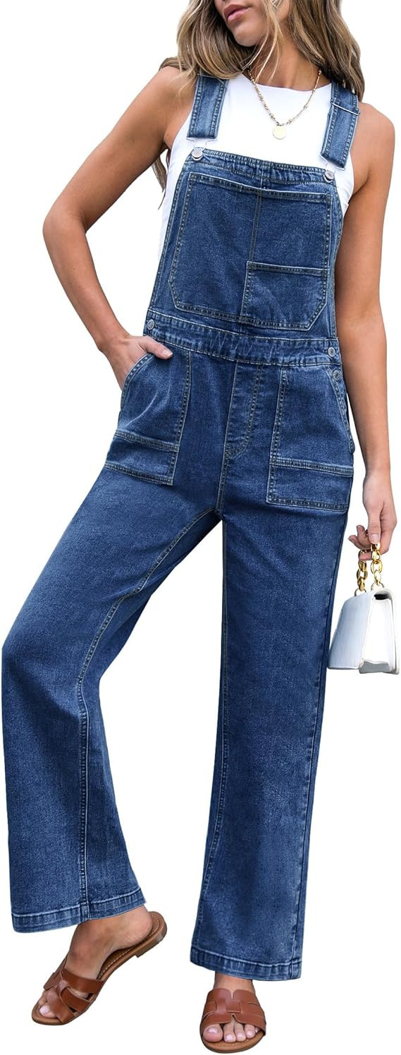 luvamia Jean Overalls for Women Straight Wide Leg Baggy Stretchy Denim Bib Adjustable Strap Casua... | Amazon (US)