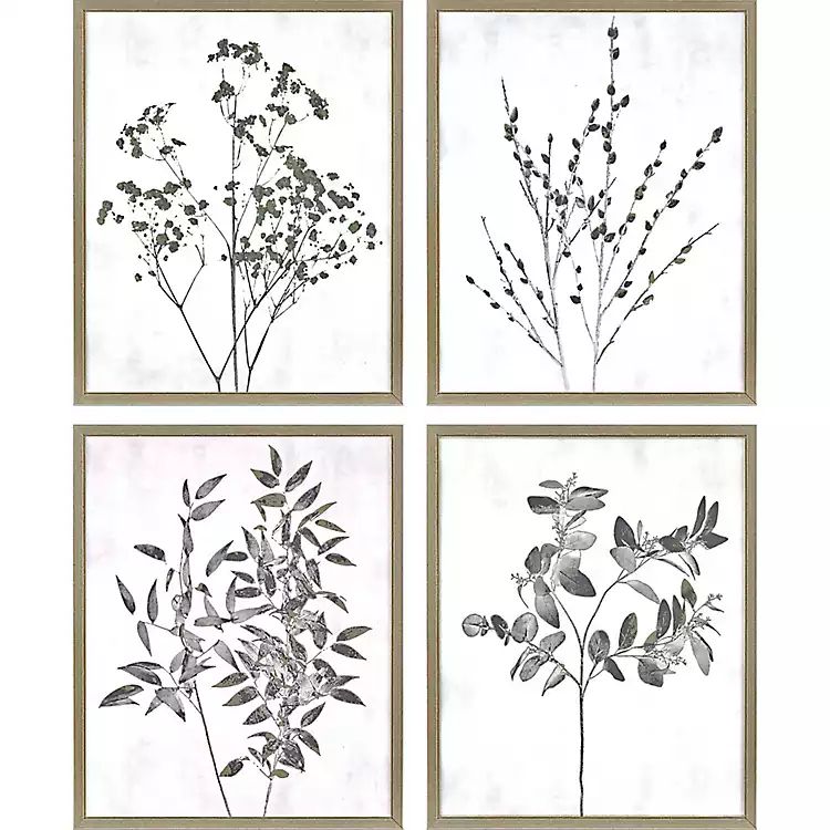 New! Wild Golden Floral 4-pc. Framed Art Print Set | Kirkland's Home