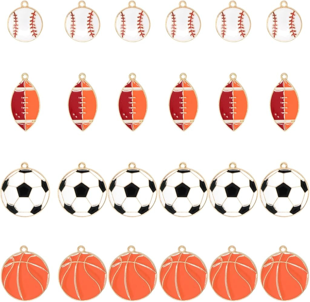 Honbay 24PCS Enamel Alloy Ball Game Sports Theme Charms Pendant Baseball Basketball Soccer Footba... | Amazon (US)