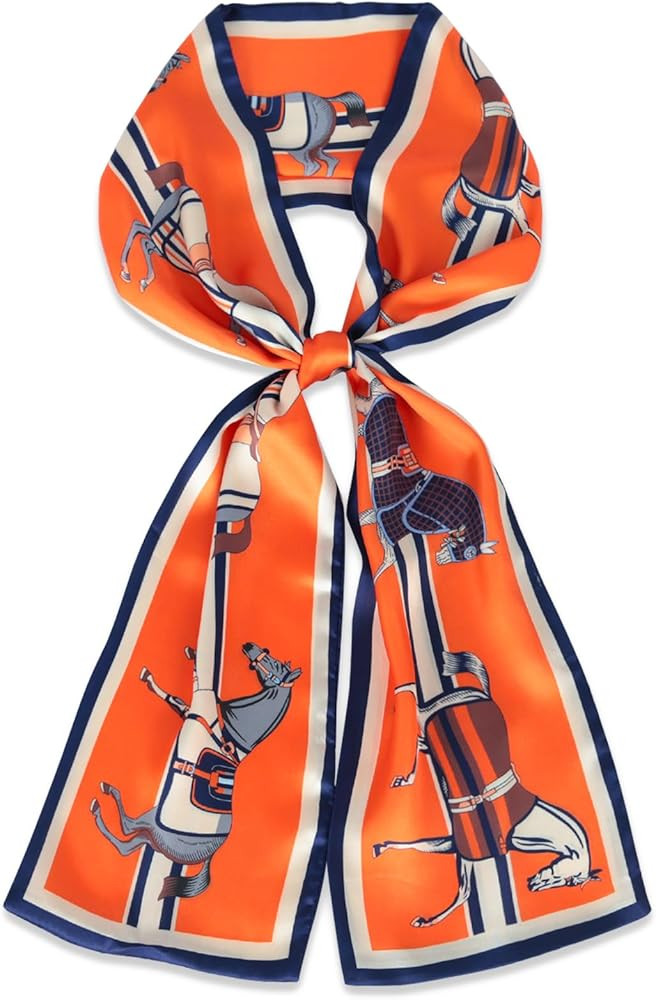 Relang Satin Scarf Mulberry Silk Printed Head Wrap Hair Band 7"" x 59"" | Amazon (US)