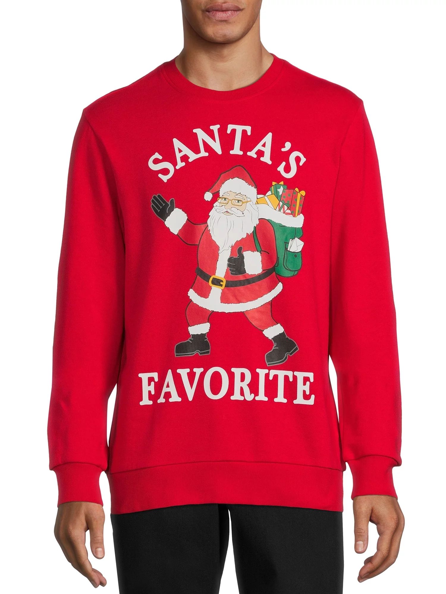 Holiday Time Men's Santa’s Favorite Christmas Sweatshirt - Walmart.com | Walmart (US)