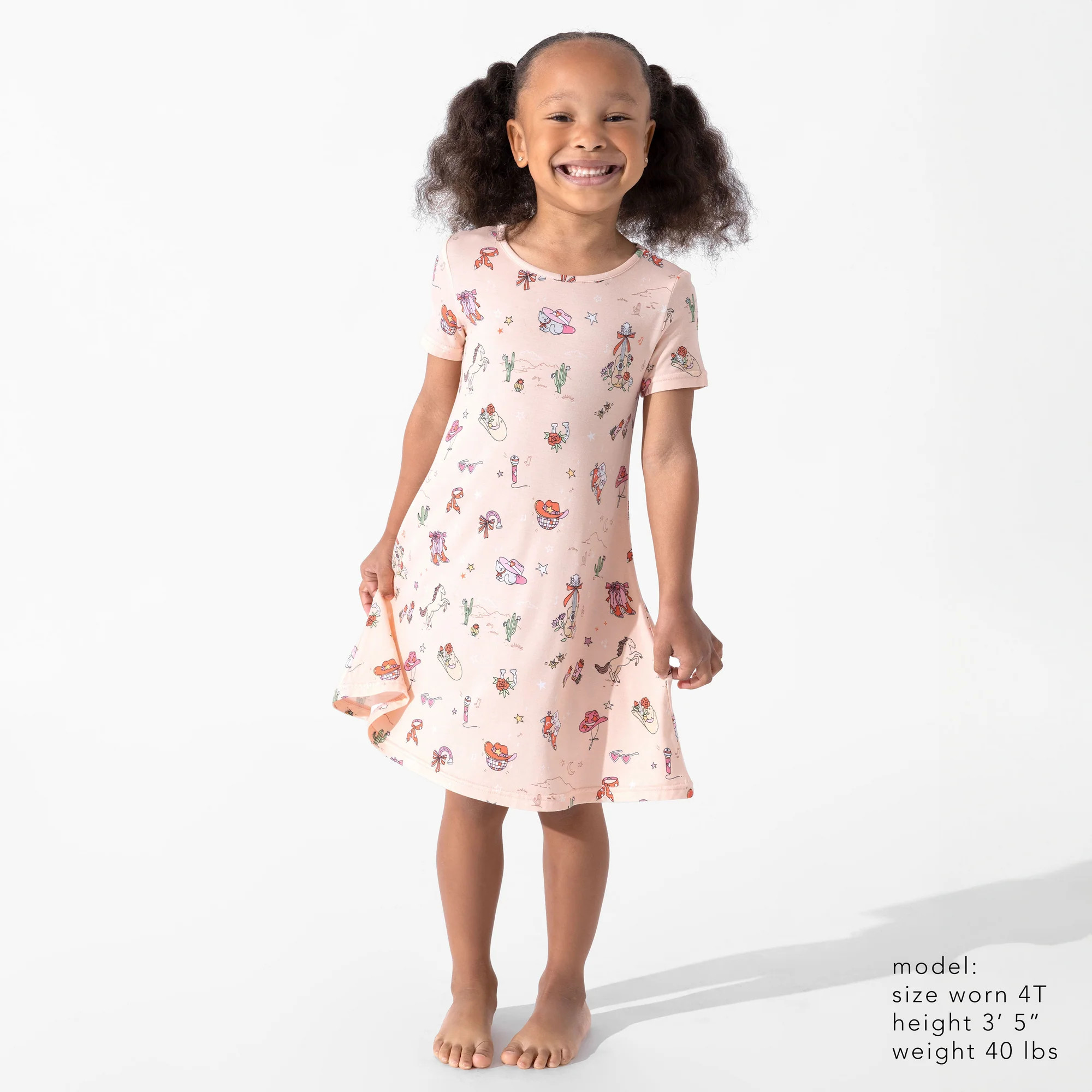 Cowgirl Bamboo Girls' Short Sleeve Dress | Bellabu Bear