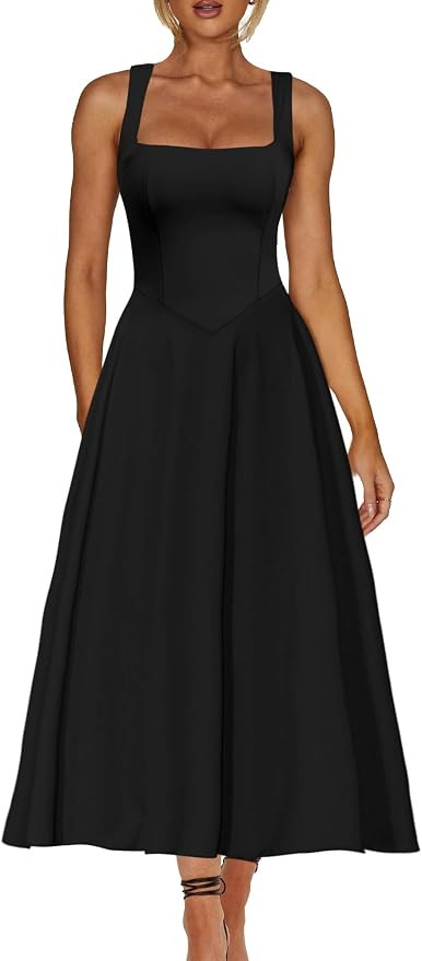 Kaximil Women's A Line Flowy Ruffle Formal Maxi Dress | Amazon (US)