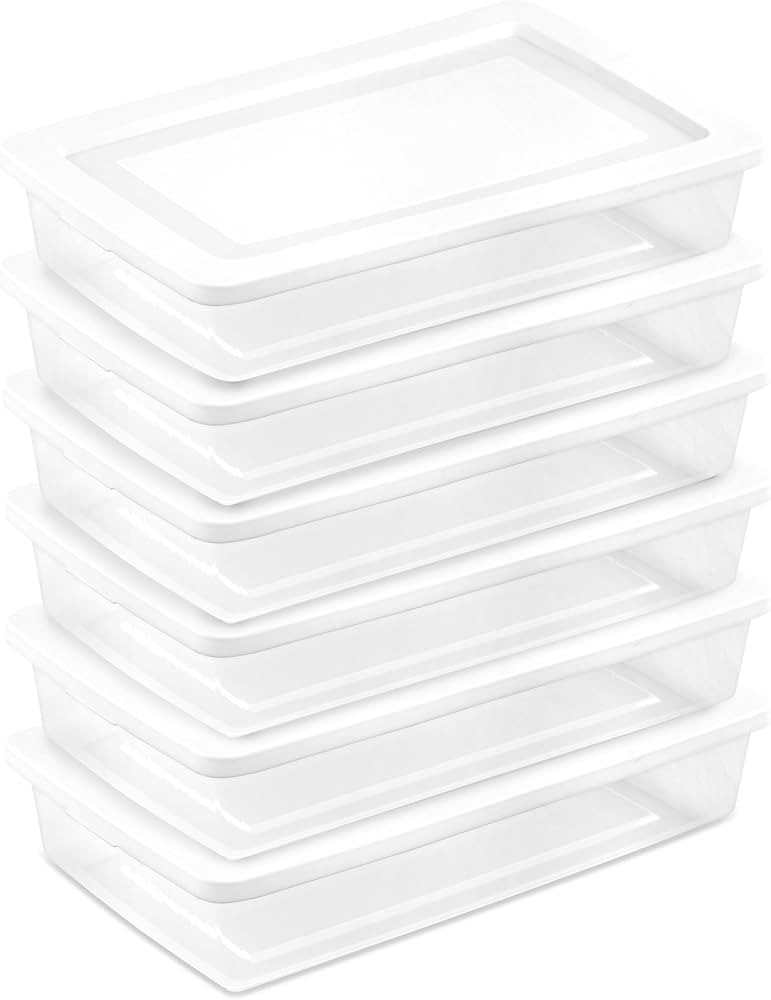 Sterilite 6 Pack Storage Box, 41 Quart Stackable Tote, Clear Plastic Container with Secure Snappi... | Amazon (US)