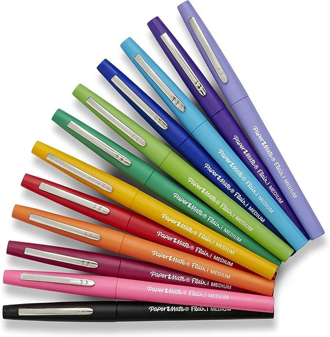 Paper Mate Flair Felt Tip Pens | Medium Point 0.7 Millimeter Marker Pens | School Supplies for Te... | Amazon (US)