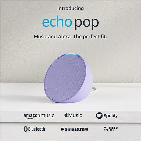 Amazon Echo Pop | Full sound compact smart speaker with Alexa | Lavender Bloom | Amazon (US)