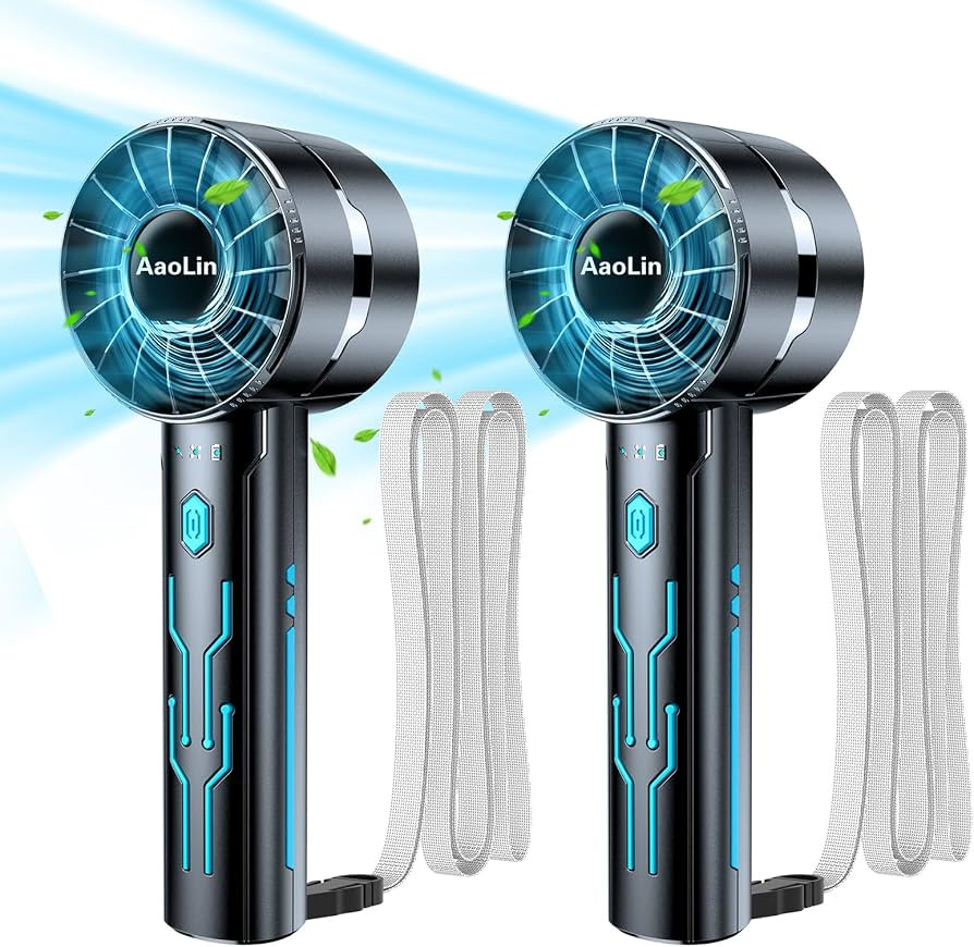 2pcs Portable Handheld Turbo Fan with 7000rpm High-Speed Motor USB Rechargeable Cooling Personal ... | Amazon (US)