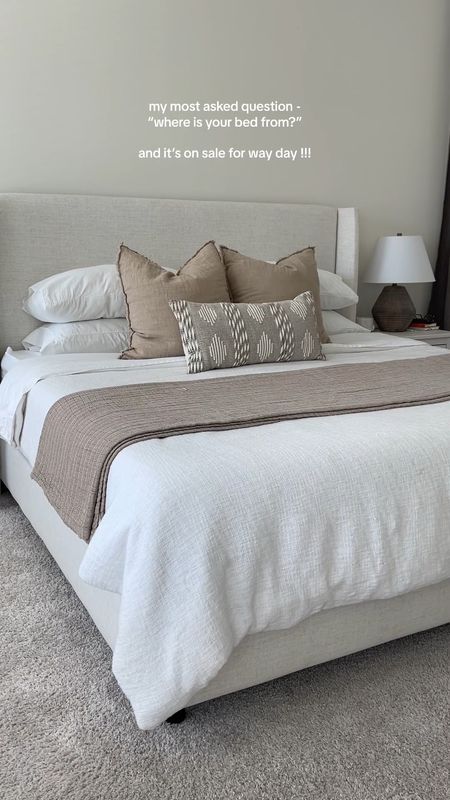 Our bed is on sale for way day! Sale ends tonight! 

Color we have is Linen Talc 

#LTKsalealert #LTKhome