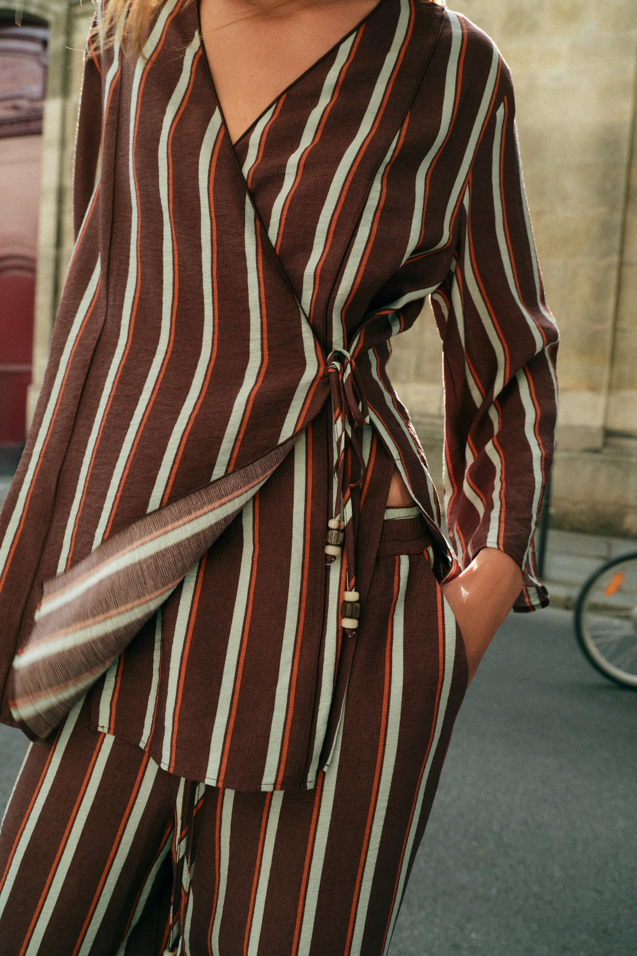 STRIPED WRAP JACKET | Zara US