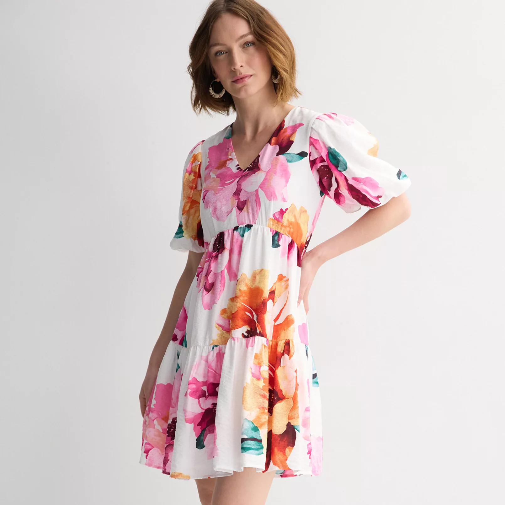 Women's Nine West Bubble Sleeve Babydoll Dress | Kohl's