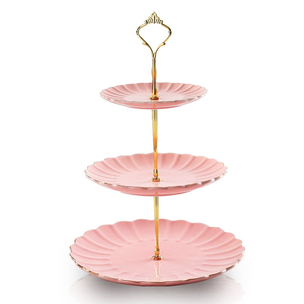 Sweejar 3 Tier Ceramic Cake Stand Wedding, Dessert Cupcake Stand for Tea Party Serving Platter (P... | Amazon (US)
