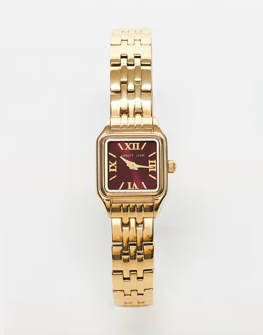 Abbott Lyon essence gold and burgundy 19 watch | ASOS (Global)