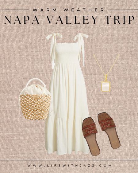 Weekend Napa trip outfit with a white dress 

- white dress, dress, fancy, dressy, Napa outfit, straw bag, sandals, pearl necklace, Nordstrom, Sam Edelman, j.crew 

#LTKwedding #LTKunder100