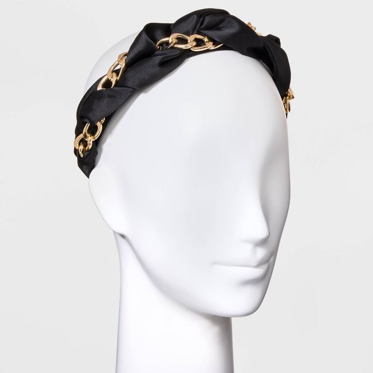 Satin and Chain Headband - A New Day™ Black | Target