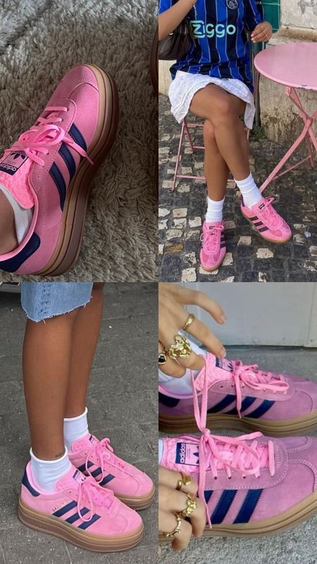 Adidas Gazelle trainers. Pink sneakers, adidas originals. Pink and black, gum sole. Summer, spring, casual outfit, sporty. Under £100. 
Affordable fashion.  Wardrobe staple. Statement piece. Timeless. Gift guide idea for her. Luxury, elegant, clean aesthetic, chic look, feminine fashion, trendy look.  

#LTKfestival #ThisIsMyBestT #LTKspring