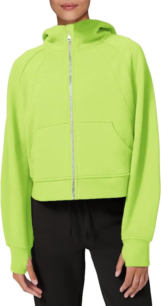 OU MgCE FAST FASHION Womens Full Zipper Hoodies Fleece Lined Pockets Sweatshirts Long Sleeve Crop... | Amazon (US)