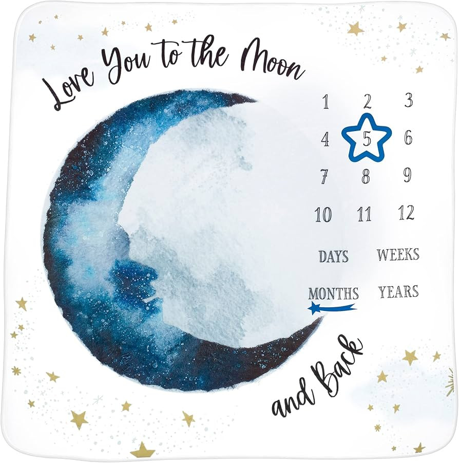 Lillian Rose to The Moon and Back Baby Milestone Blanket, Dark Blue | Amazon (US)