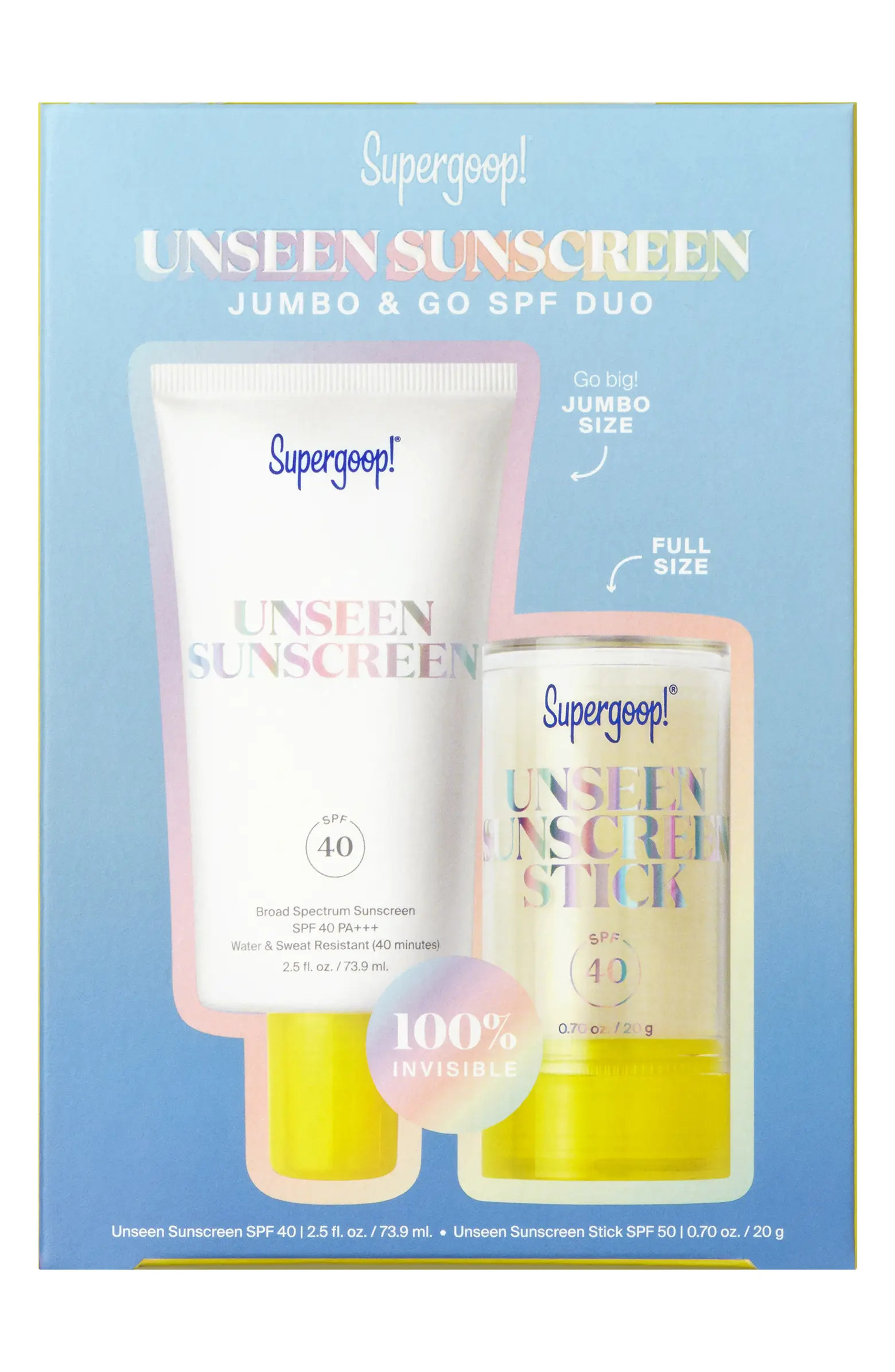Supergoop!® Unseen Sunscreen Jumbo + Go Set $78 Value | Nordstrom | Nordstrom