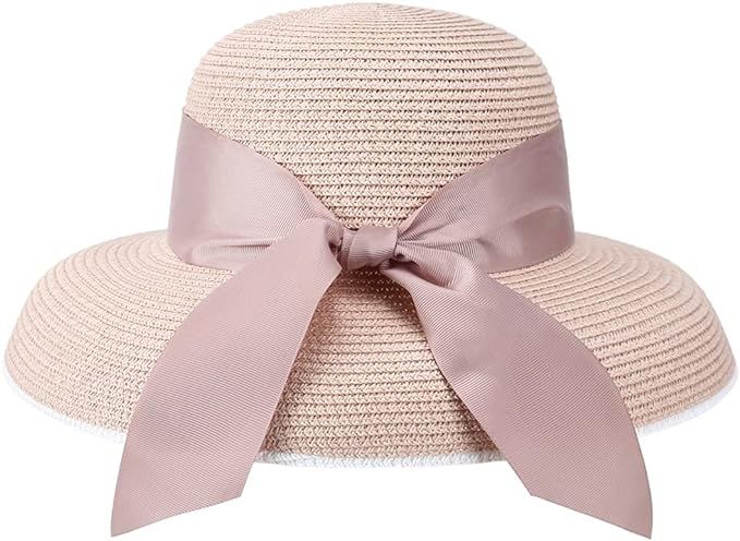 Harssidanzar Sun Hat Womens Sun Protection Straw Hat Beach Hats Summer Foldable Floppy Travel Sun... | Amazon (US)