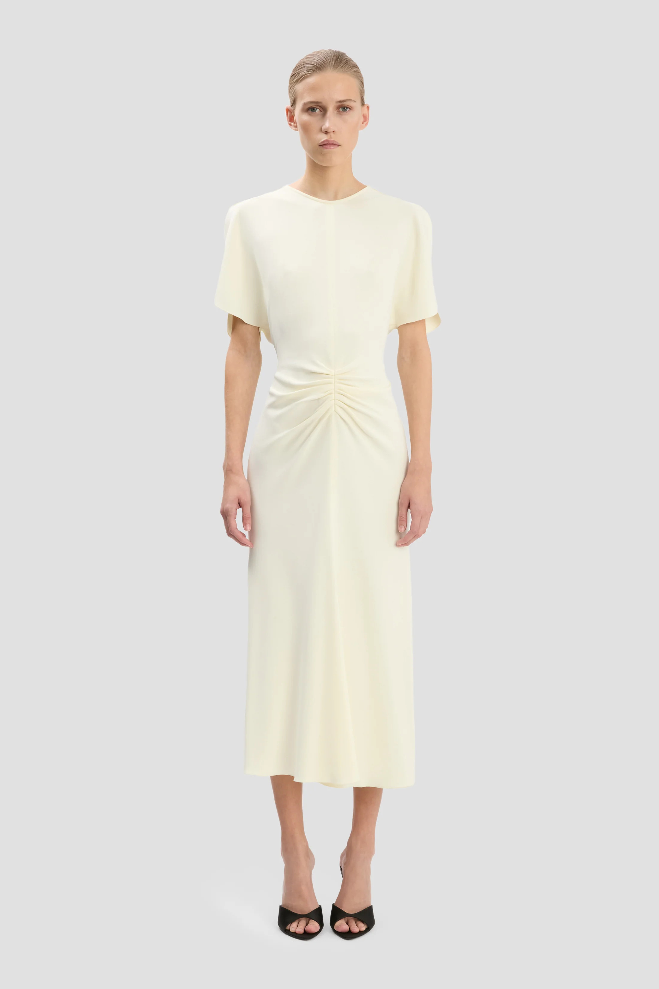 Bela Midi Dress In Bright Ivory | Victoria Beckham UK