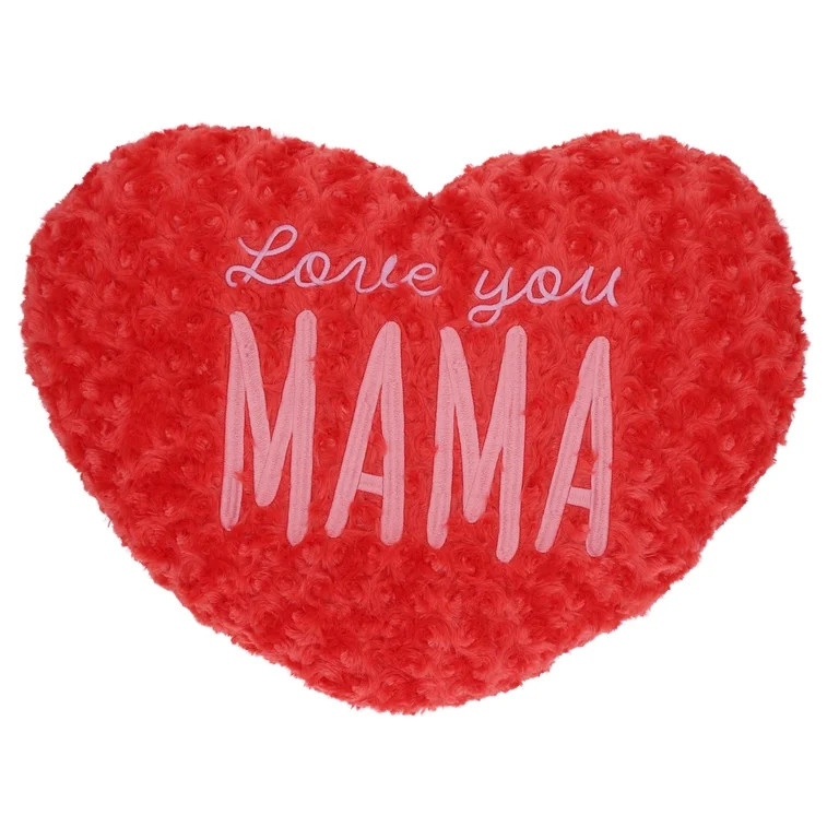 Large Love You Mama Plush Heart Pillow, Red, 19" x 15", Mother's Day by Way To Celebrate | Walmart (US)