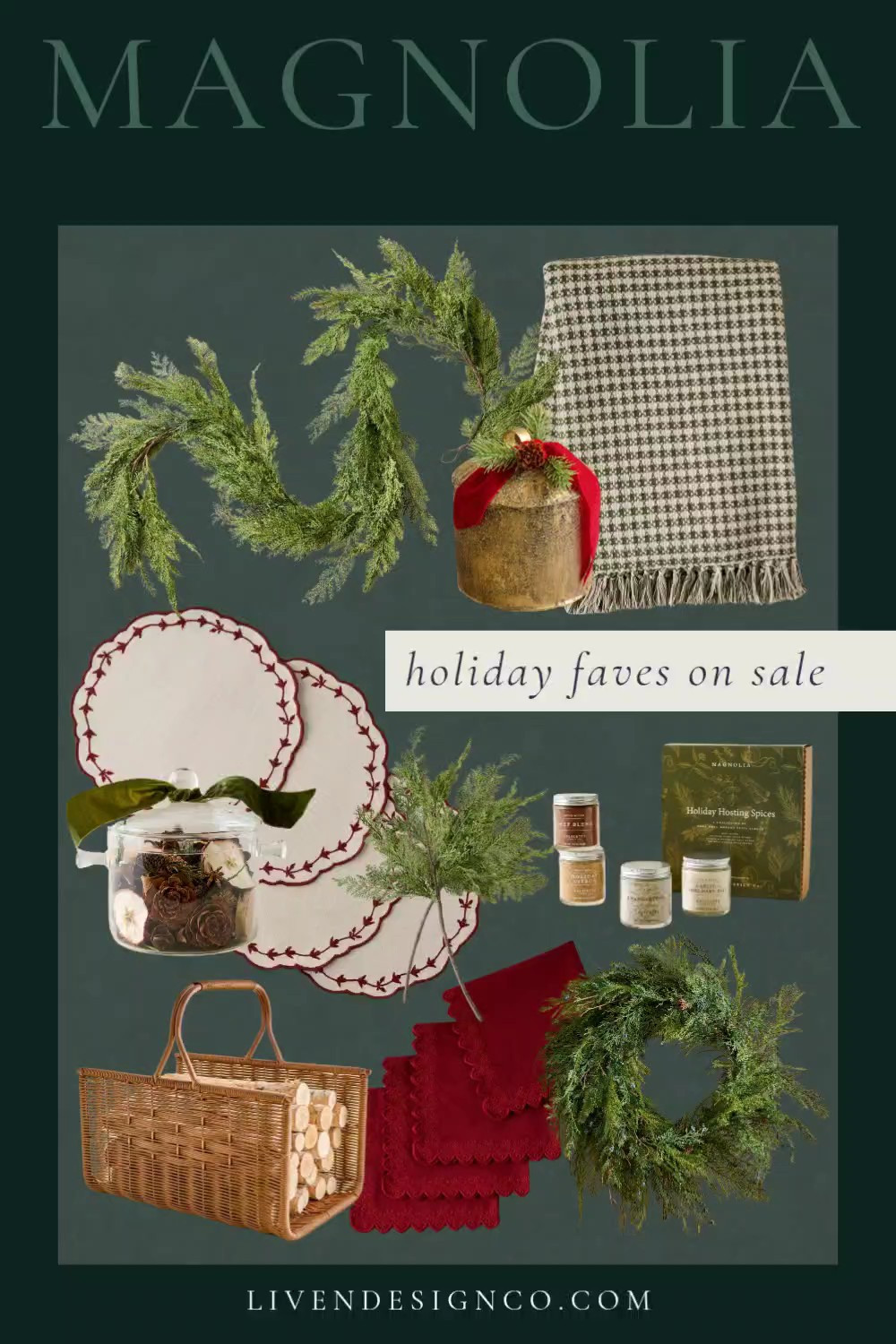 Magnolia black Friday holiday deals. Holiday decor. Christmas decor. Xmas decor. Home decor. Garland. Wreath. Christmas dinnerware. Placemats. Stovetop simmer. Holiday candle. Woven log holder 

#LTKCyberWeek #LTKHoliday #LTKHome