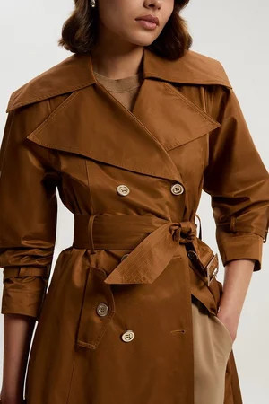 Cotton Sheen Belted Classic Trench Coat | Karen Millen UK + IE + DE + NL